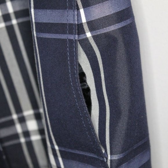 Zara Basic Plaid Trench Jacket Coat Navy H10451 - Picture 7 of 13